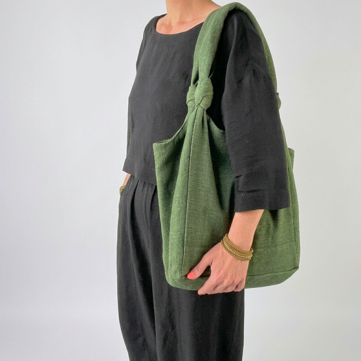 JOGI Green Shoulder Bag: Ivy Green Cotton Tote – AURA QUE