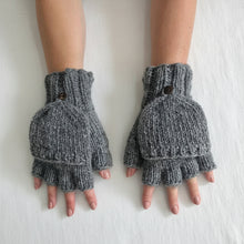 GUPTA Knit Wool Lined Mitten Fingerless Gloves Light Grey