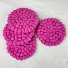 ASIK Handmade Eco Felt Ball Coaster Vase Mat Hibiscus Pink
