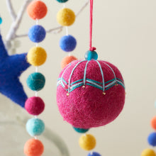 NAINA Embroidered Eco Beaded Felt Bauble Art Deco Set 3 Rich