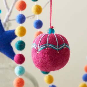 NAINA Embroidered Eco Beaded Felt Bauble Art Deco