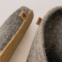 AMAL Handmade Eco Felt Mule Slippers Rubber Sole Mushroom Brown