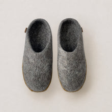 AMAL Handmade Eco Felt Mule Slippers Rubber Sole Mushroom Brown