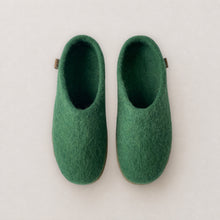 AMAL Handmade Eco Felt Mule Slippers Rubber Sole Ivy Green