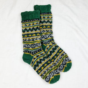 ANEKA Fair Isle Wool Jersey Lined Slipper Socks