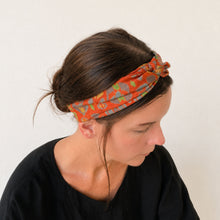 ANUPA Recycled Sari Twist Headband Coral Orange