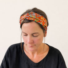 ANUPA Recycled Sari Twist Headband Coral Orange