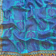 MOHINI Recycled Sari Hair Neck Scarf Square 55cm Blues