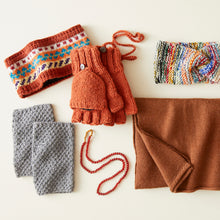GUPTA Knit Wool Lined Mitten Fingerless Gloves Rust Orange