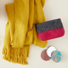 LILA Handmade Felt Ombre Two Tone Zip Purse Pomegranate Pink