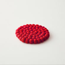 ASIK Handmade Eco Felt Ball Coaster Vase Mat Berry Red