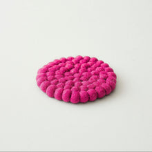 ASIK Handmade Eco Felt Ball Coaster Vase Mat Hibiscus Pink