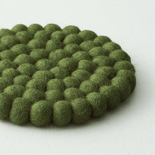 ASIK Handmade Eco Felt Ball Coaster Vase Mat Ivy Green