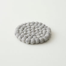 ASIK Handmade Eco Felt Ball Coaster Vase Mat Light Grey