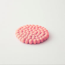 ASIK Handmade Eco Felt Ball Coaster Vase Mat Pink Grapefruit