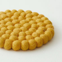 ASIK Handmade Eco Felt Ball Coaster Vase Mat Mustard Yellow