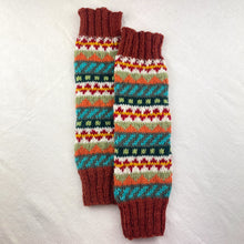 BHAWANA Fair Isle Handknit Waste Wool Legwarmers Rust Orange