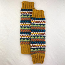 BHAWANA Fair Isle Handknit Waste Wool Legwarmers Mustard Yellow