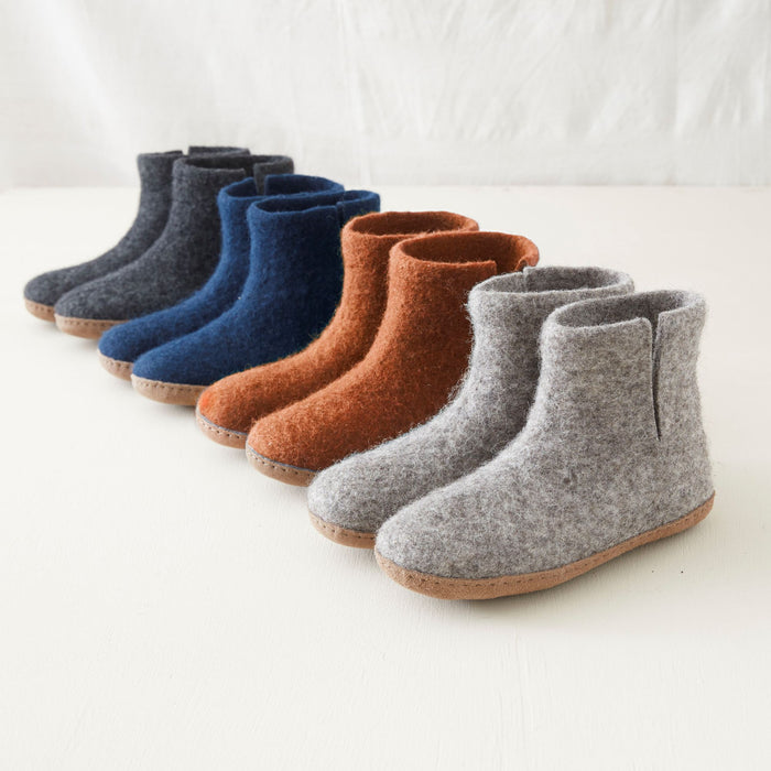 BIDI Handmade Felt Unisex Slipper Boot Suede Sole