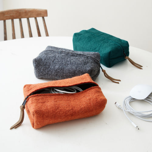 BIDYUT Unisex Boxy Felt Pouch Pencil Case Desk Tidy