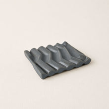 BIMAL Stoneware Ridged Rectangular Soap Dish Anthracite Grey
