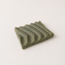 BIMAL Stoneware Ridged Rectangular Soap Dish Green Cardamom