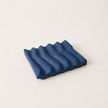 BIMAL Stoneware Ridged Rectangular Soap Dish Ocean Blue