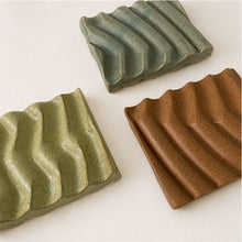 BIMAL Stoneware Ridged Rectangular Soap Dish Green Cardamom