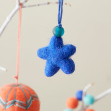 SUDARI Mini Felt Star Hanging Decoration Moroccan Blue