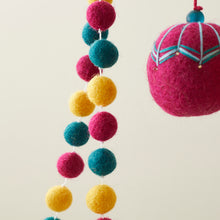 NAINA Embroidered Eco Beaded Felt Bauble Art Deco Raspberry Pink