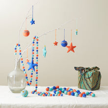 NAINA Embroidered Eco Beaded Felt Bauble Art Deco Set 3 Vivid