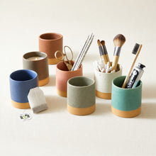 DIGANTA Part Glazed Handleless Mug Toothbrush Holder Terracotta Orange