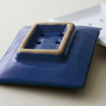 MAATI Handmade Glazed Stoneware Rectangular Soap Dish Cobalt Blue