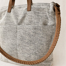OMA Woven Cotton Leather Double Handle Handbag Monochrome