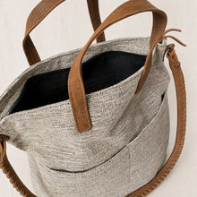 OMA Woven Cotton Leather Double Handle Handbag Monochrome