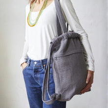 JAMMA 4-in-1 Vegan Reversible Cotton Backpack Tote Grey Yellow