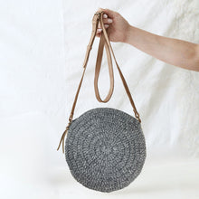 KALPA Crochet Boho Circle Cross Body Handbag Light Grey