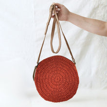 KALPA Crochet Boho Circle Cross Body Handbag Rust Orange