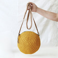 KALPA Crochet Boho Circle Cross Body Handbag Mustard Yellow