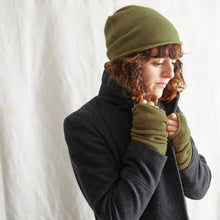 PAVA Soft Merino Unisex Slouch Beanie Hat Olive Green