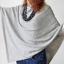 RISI Luxury Soft Fine Knit Merino Cowl Poncho Silver Grey