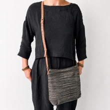 THAILO Woven Cotton Leather Cross Body Bag Purse Neutral Stripe