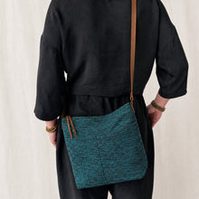THAILO Woven Cotton Leather Cross Body Bag Purse Ocean Aqua