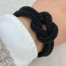 TISHA Handmade Glass Bead Knot Tube Bracelet Black