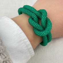 TISHA Handmade Glass Bead Knot Tube Bracelet Sea Glass Green