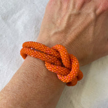 TISHA Handmade Glass Bead Knot Tube Bracelet Sunrise Orange