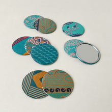 FULI Recycled Sari Fabric Handbag Travel Mirror Greens