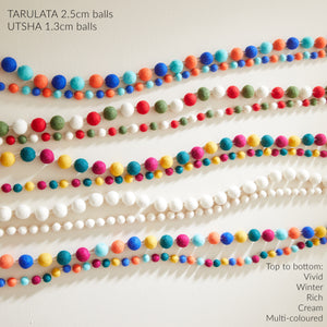 TARULATA Boho Eco Felt Ball Pompom Garland 200cm