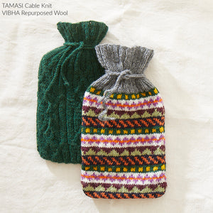 TAMASI Cable Handknit Wool Hot Water Bottle Cover