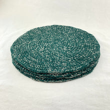 GUNIN Crochet Table Mats Banana Allo 28cm 4pc Set Teal Green
